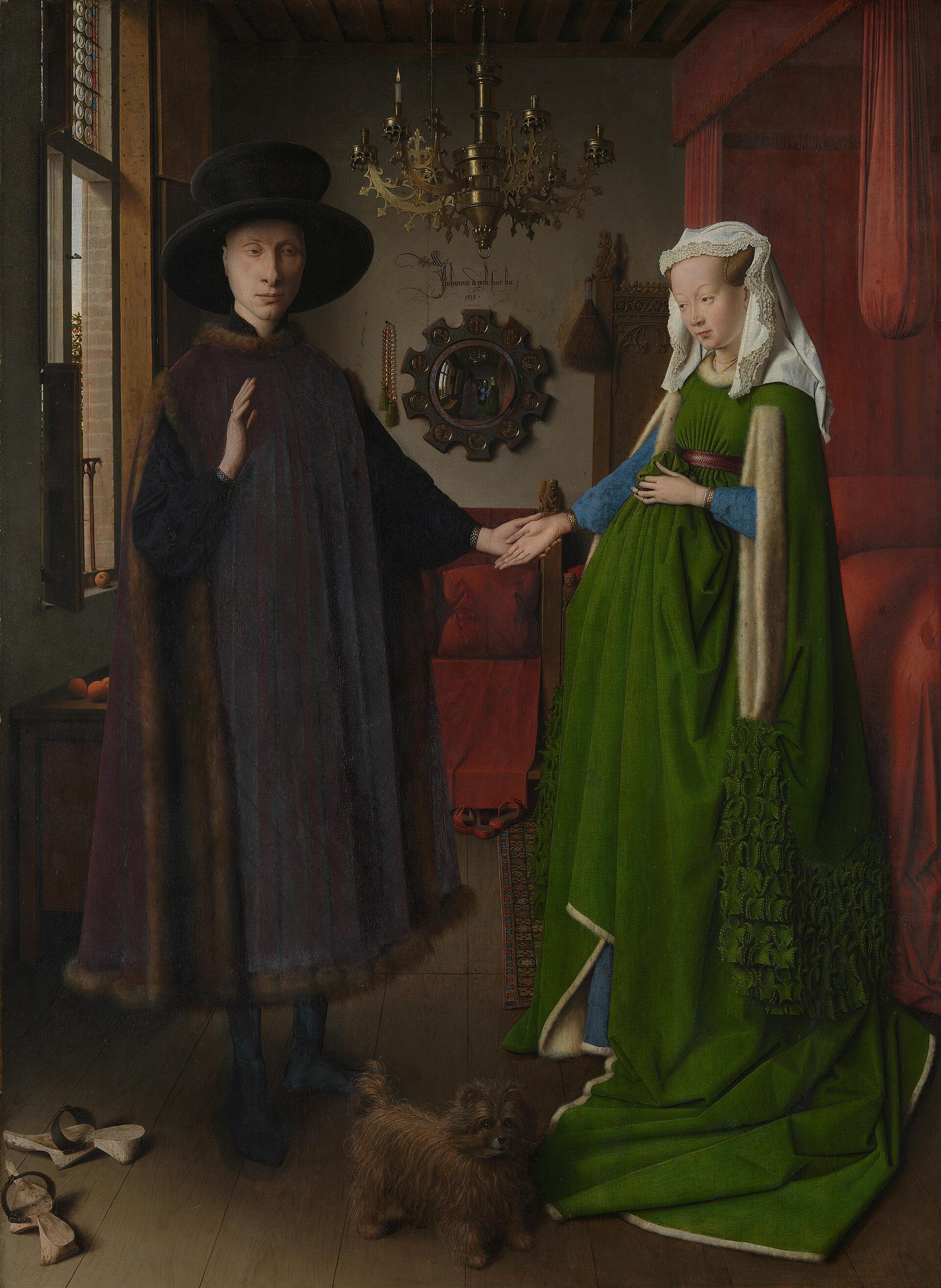 Arnolfini Portrait by Jan van Eyck, compared with Grant Wood's American Gothic