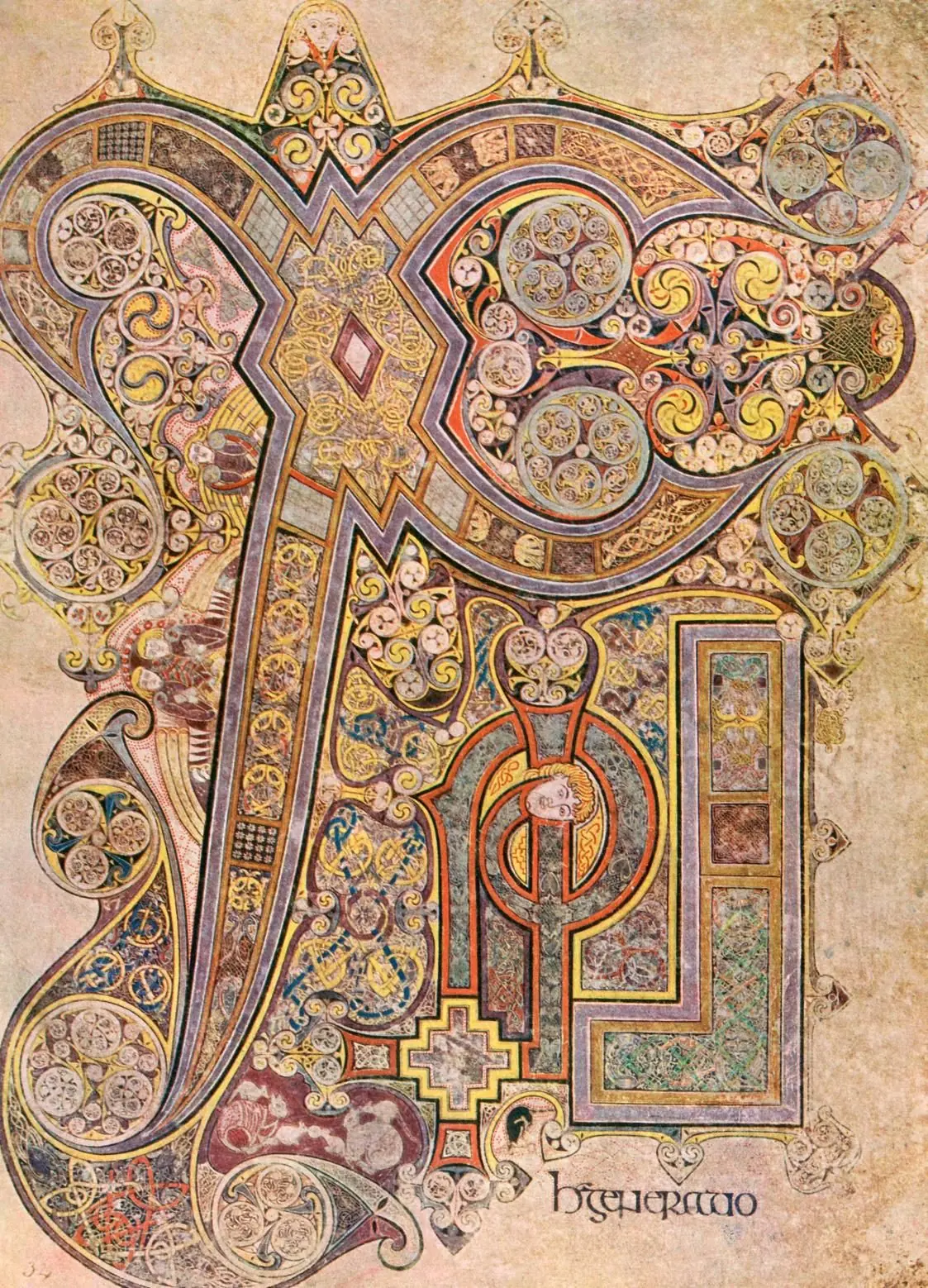 The Chi Rho page from the Book of Kells, showing dense interlace and luminous pigments.