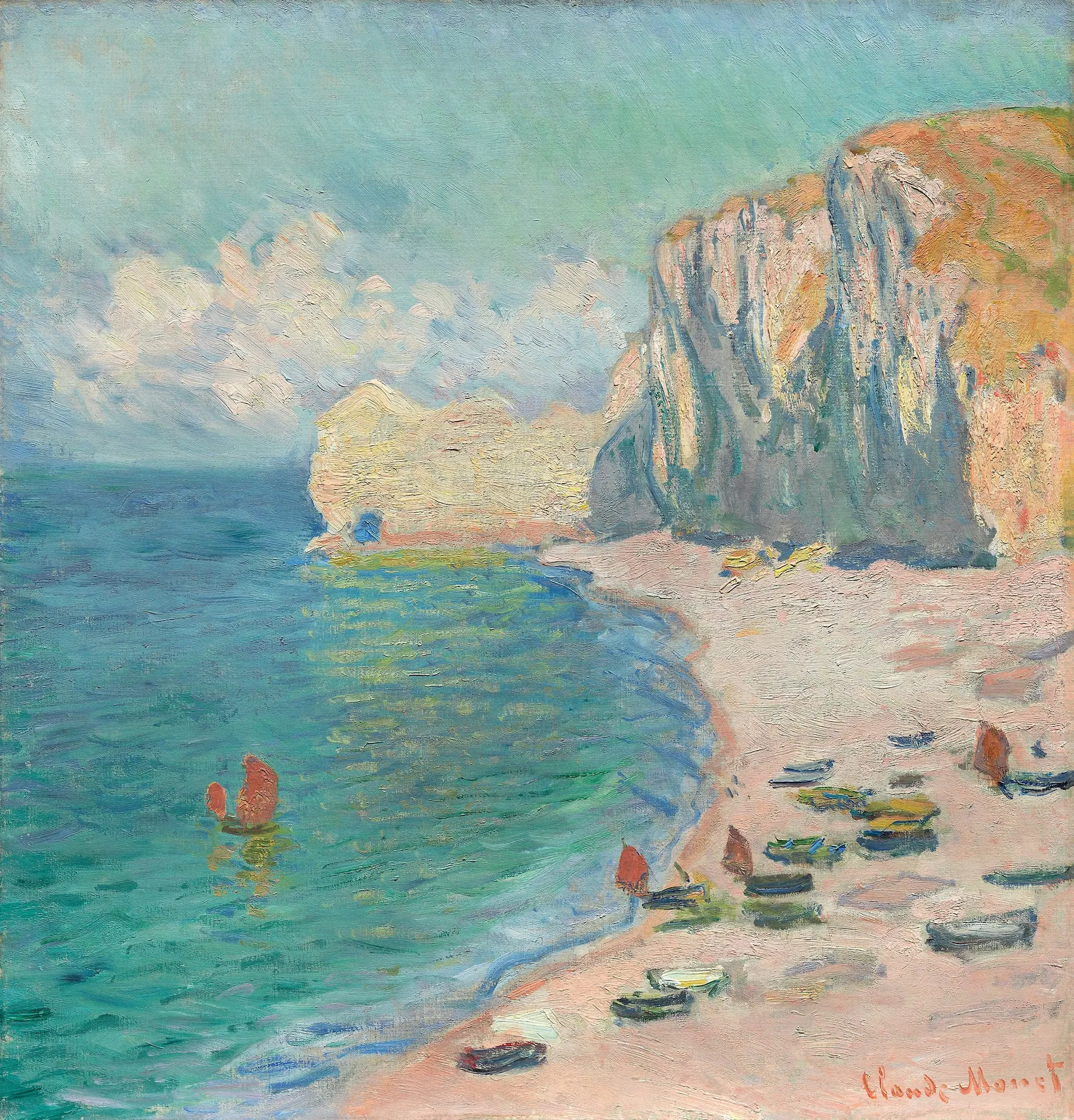Étretat: The Beach and the Falaise d'Amont by Claude Monet