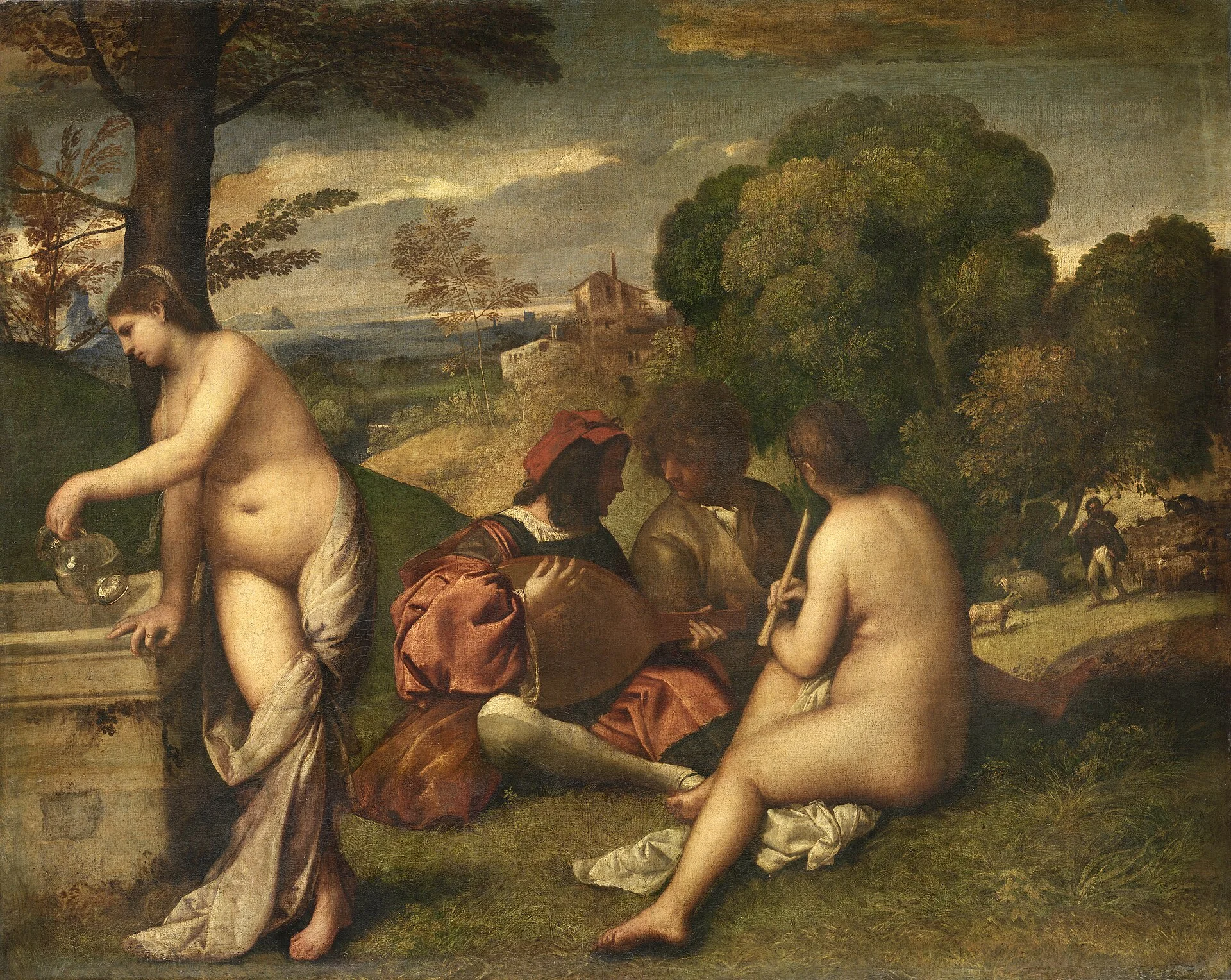 Pastoral Concert, traditionally linked to Giorgione or Titian, used for comparison with Le Déjeuner sur l'herbe