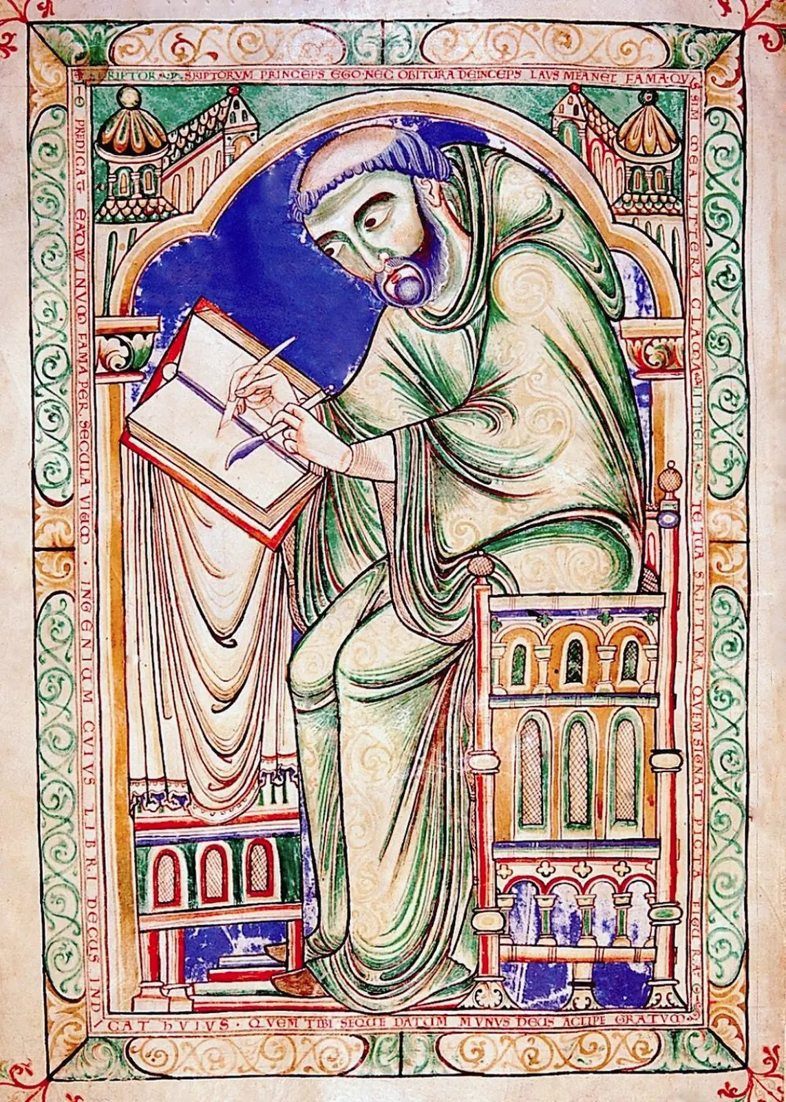 Manuscript portrait of a medieval scribe