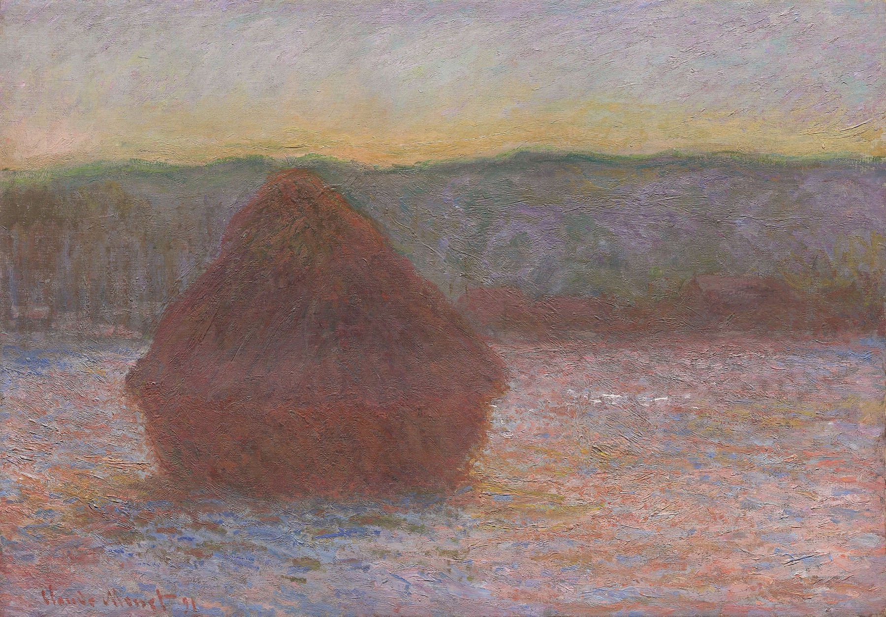 Stack of Wheat (Thaw, Sunset) by Claude Monet